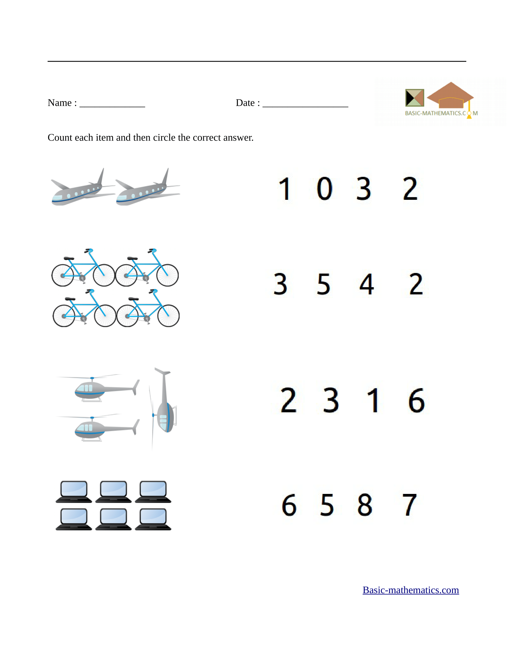 preschool math worksheets