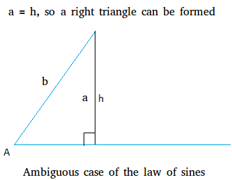 Ambiguous case of the law of sines when one right triangle can be formed Ambiguous case of the law of sines when one right triangle can be formed