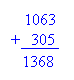 Adding 1063 and 305