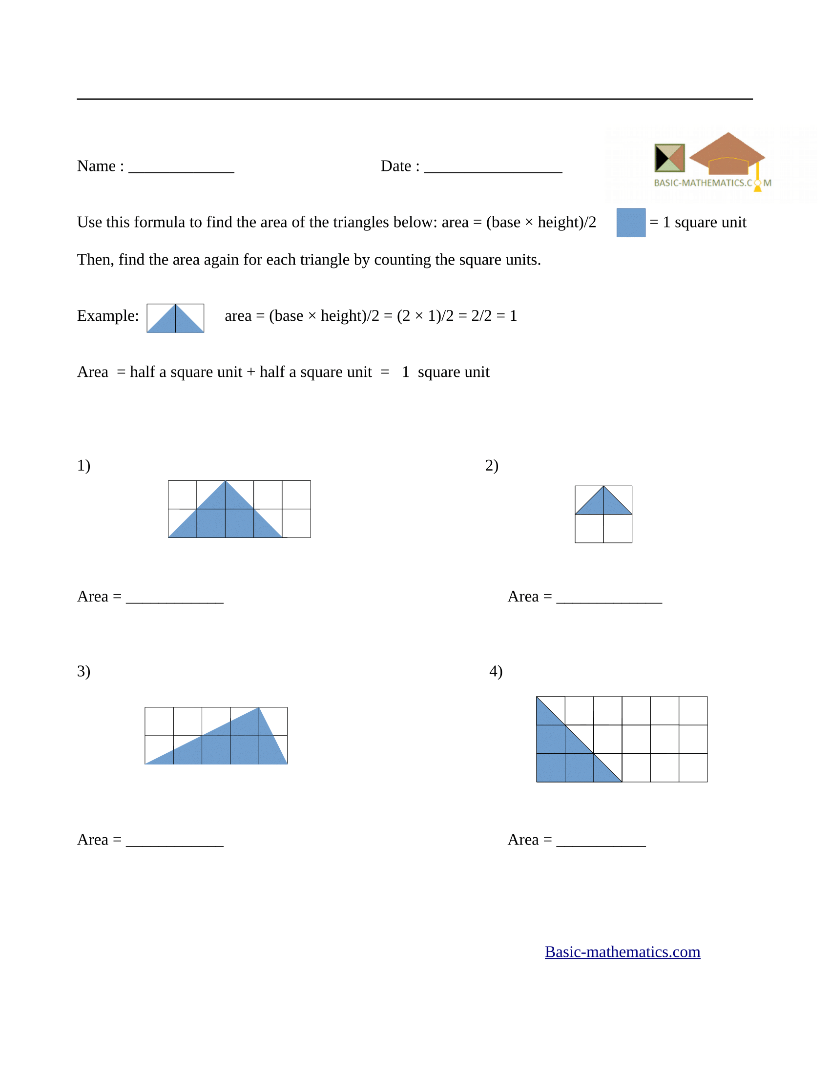Area Worksheets Intended For Area Of A Triangle Worksheet