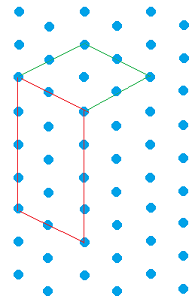 Isometric drawing of the front and top of a fridge