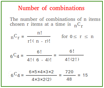 number of combinations formula