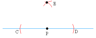 Constructing a perpendicular when point is on line: step 2