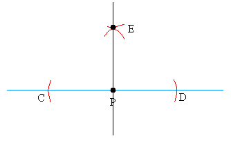 Constructing a perpendicular when point is on line: step 3