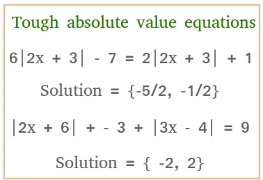 Solve Tough Absolute Value Equations