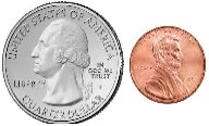 A quarter and a penny