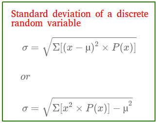 Standard deviation of a discrete random variable