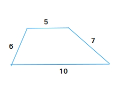 Trapezoid where the sides equals to 5, 6, 7, and 10